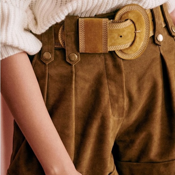Sezane Robin Shorts - Bronze - Leather Suede Sz US 4 / FR 36 - Picture 2 of 5